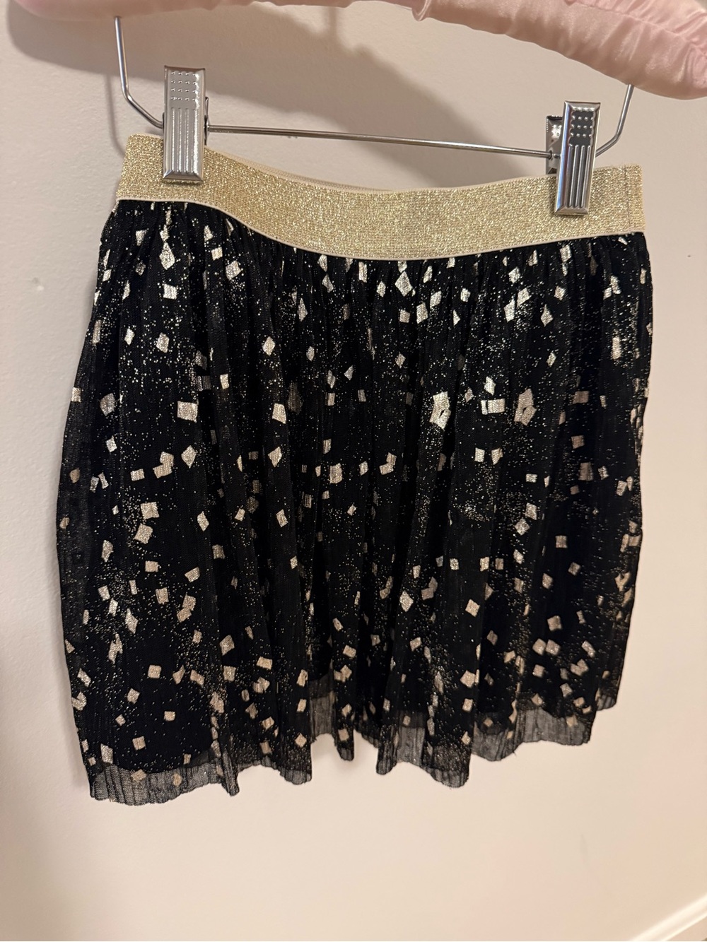 Crewcuts Black Confetti Skirt with Gold Waistband